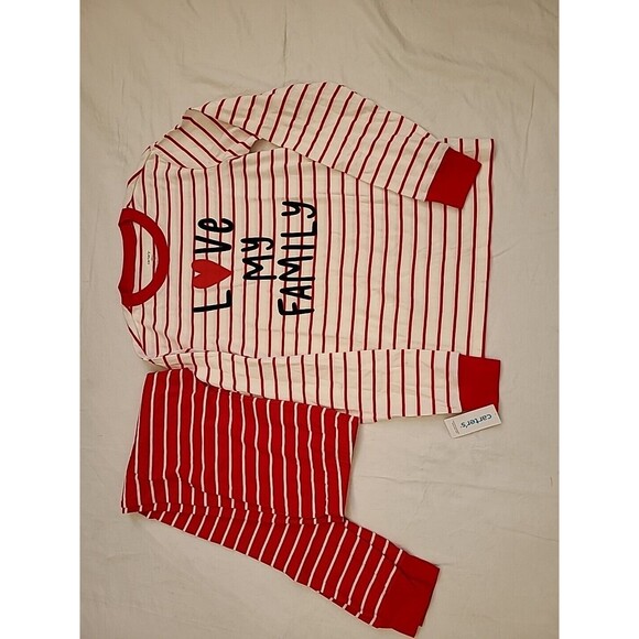 NWT Adult Carters Christmas Pajamas Pjs 2 pc White Red  Medium Loungewear - Picture 2 of 11